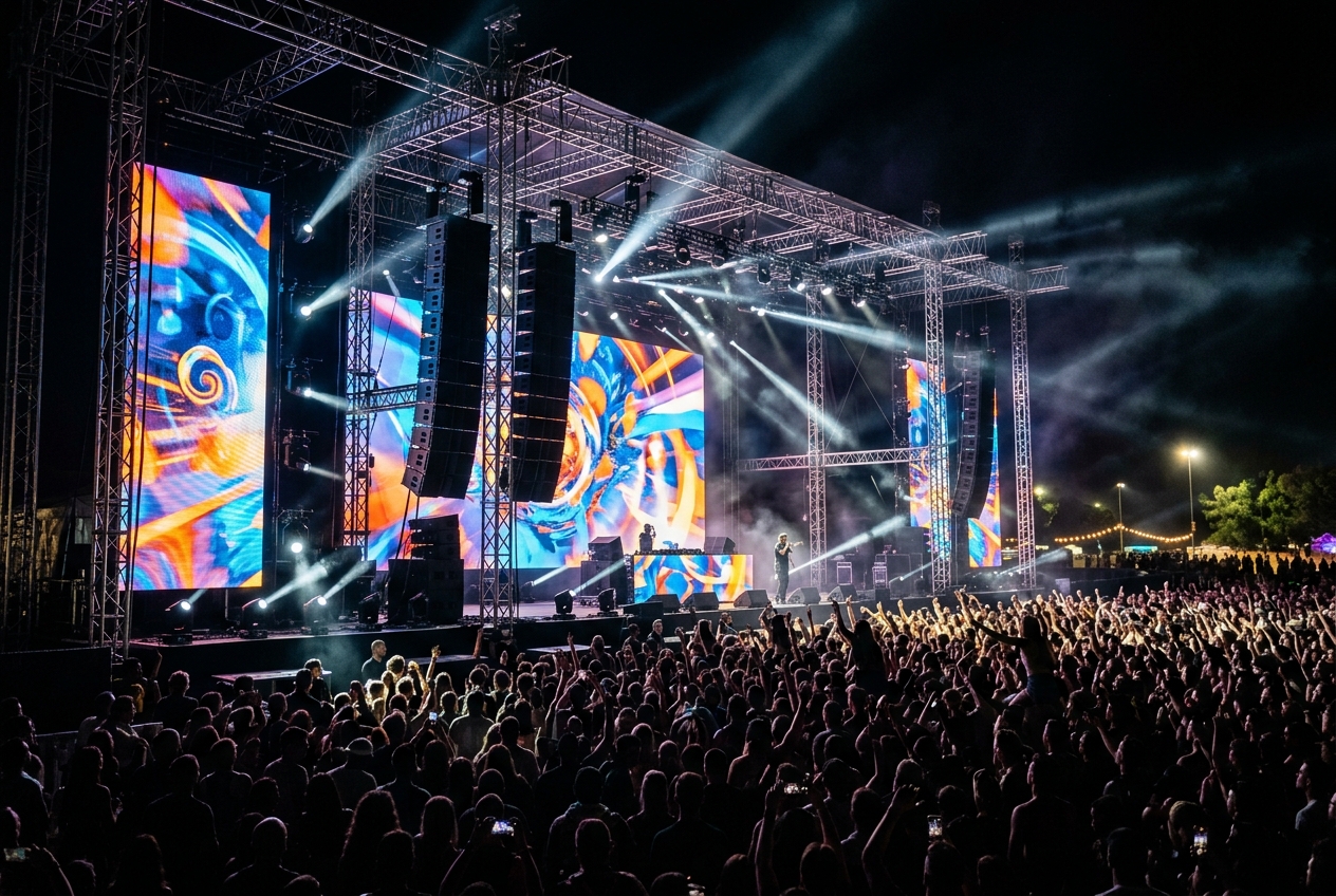 High-resolution LED video wall setup